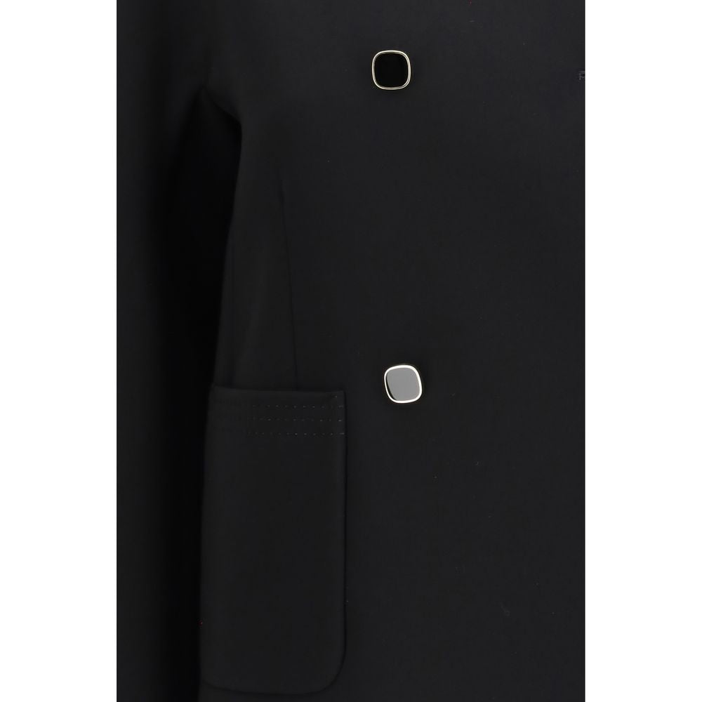 Max Mara Black Triacetate Full-Length Jacket - Designer Couture