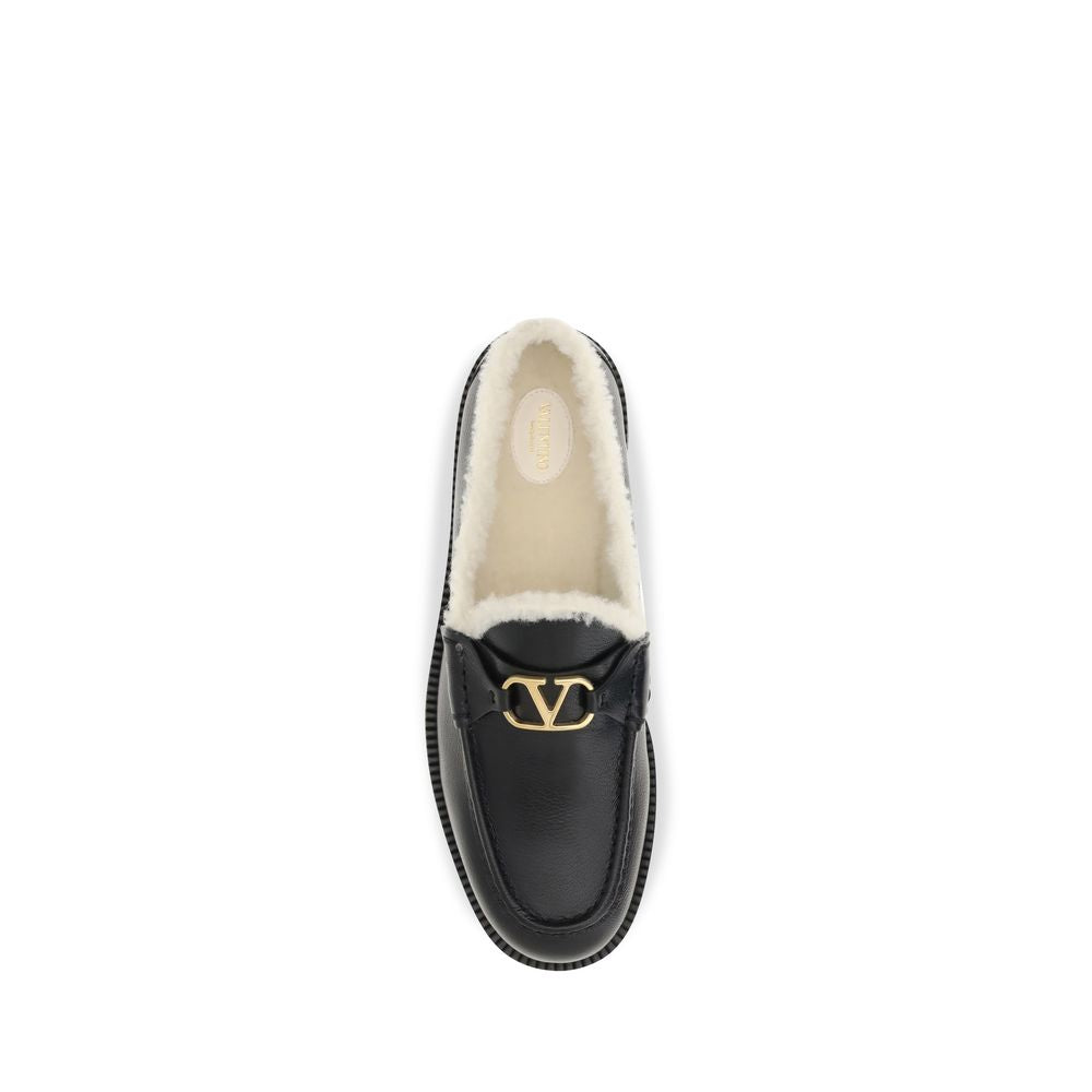 Valentino Garavani Black Calf Leather Slip-On Loafers - Luxury Elegance