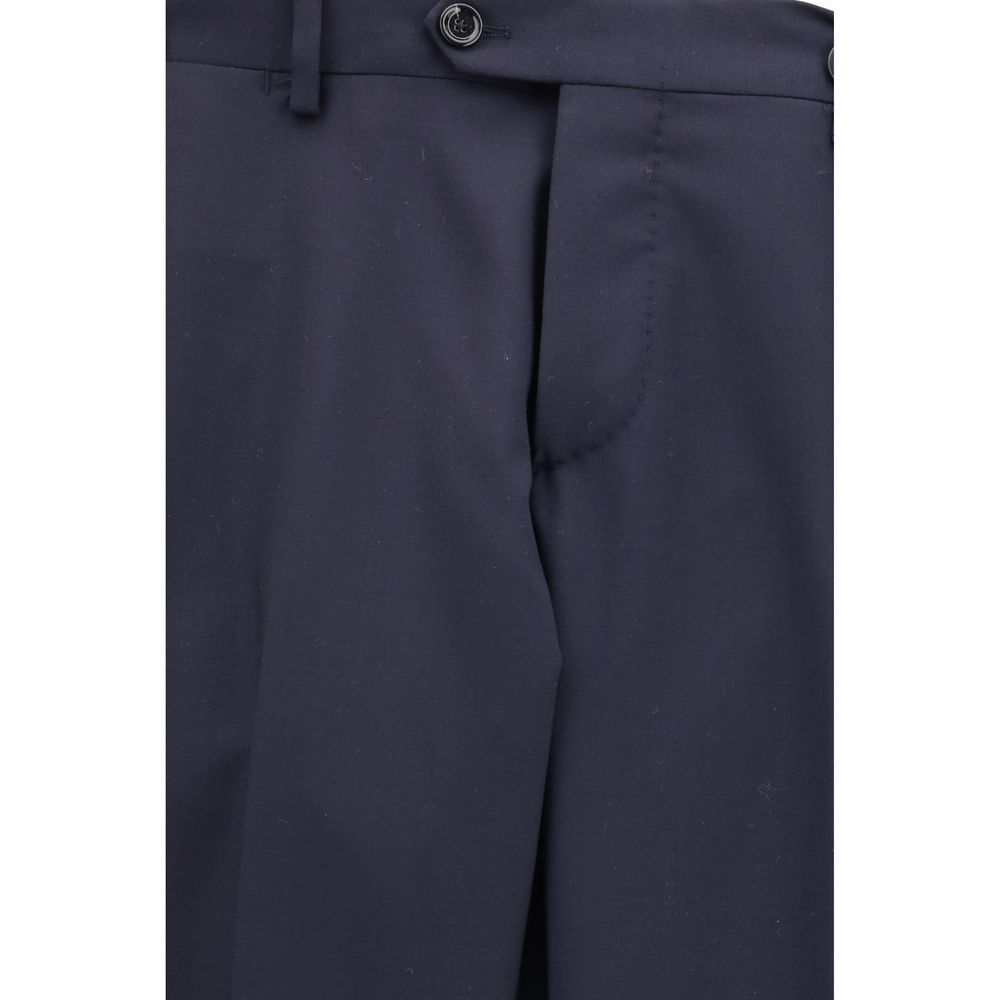 Experience the allure of the Lardini Blue Fleece Wool Two-Piece Suit, crafted from fine virgin wool for a timeless elegance that defines sophistication and style.