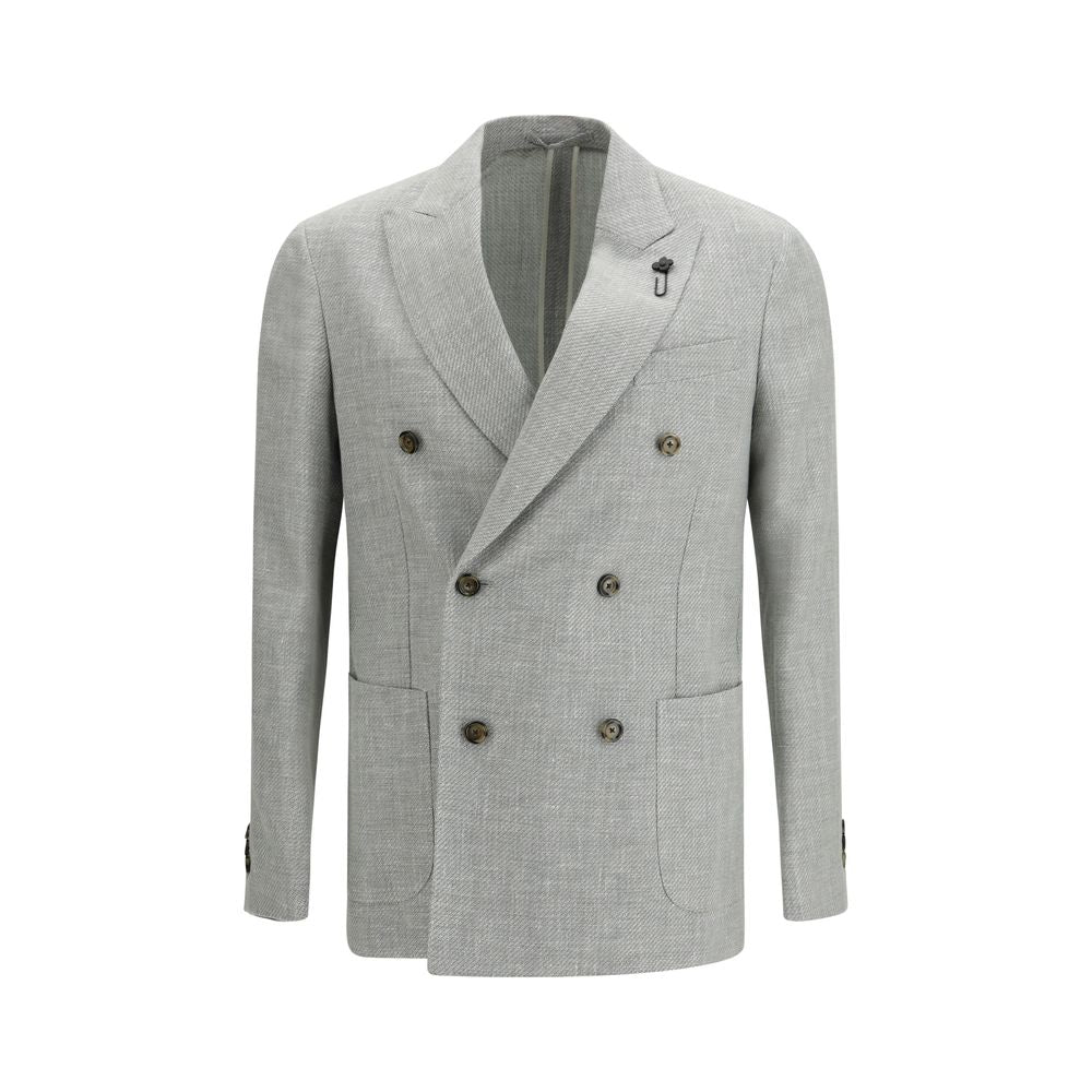 Elevate your elegance with the Lardini Bicolor Wool Blazer, a masterpiece of artisanal tailoring in luxurious wool and linen, perfect for the discerning individual.