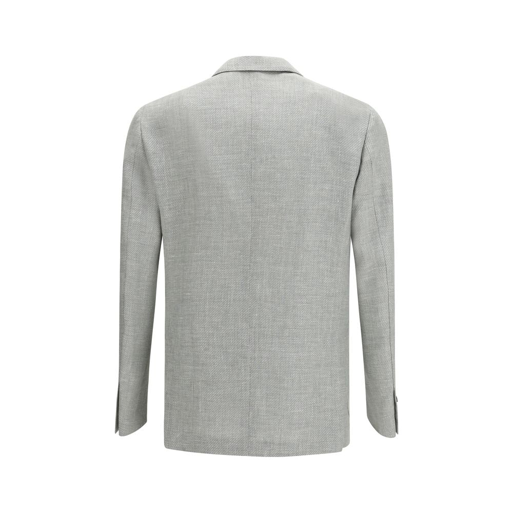 Elevate your style with the Lardini Bicolor Wool Blazer, a masterpiece of artisanal tailoring, blending luxury wool and linen for timeless sophistication.