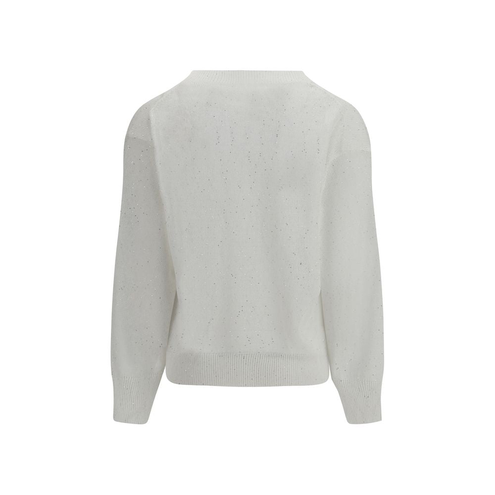 Brunello Cucinelli White Linen Sweatshirt – Artisanal Luxury