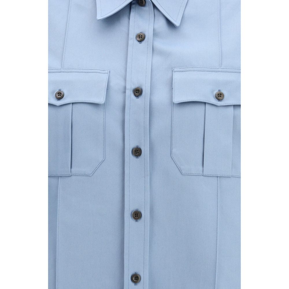 Prada Blue Cotton Shortsleeve Shirt - Luxurious Elegance SS26