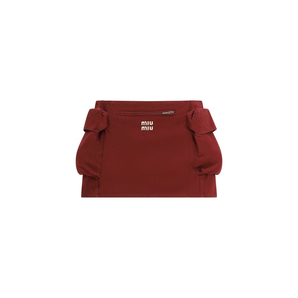 Miu Miu Bordeaux Cotton Mini Skirt - Timeless Luxury Elegance