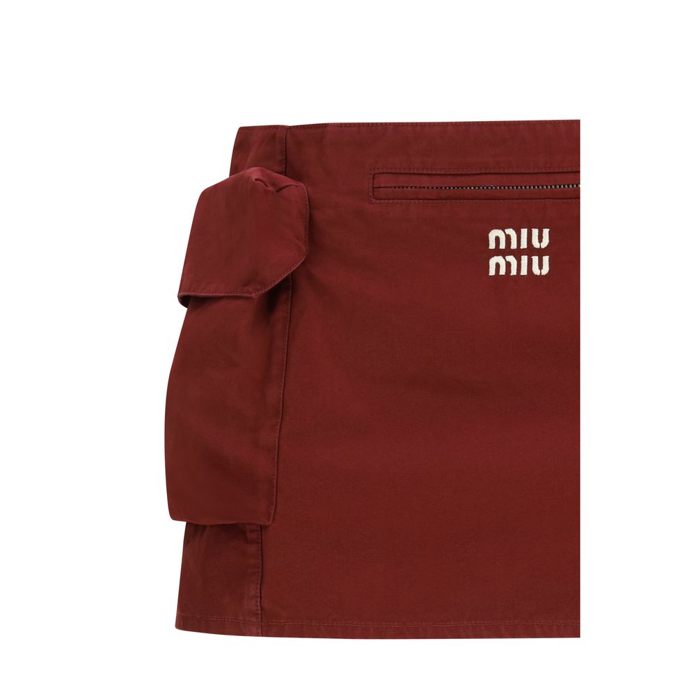 Miu Miu Bordeaux Cotton Mini Skirt - Timeless Luxury Elegance
