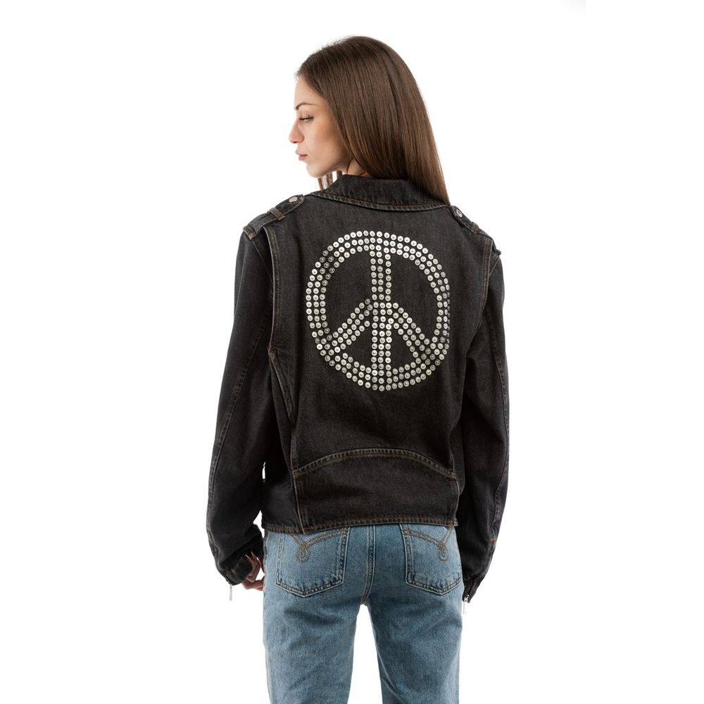 Elevate your wardrobe with the Moschino Multicolor Cotton Denim Jacket, a luxurious statement piece crafted from 100% cotton, embodying exquisite haute couture artistry and timeless elegance.