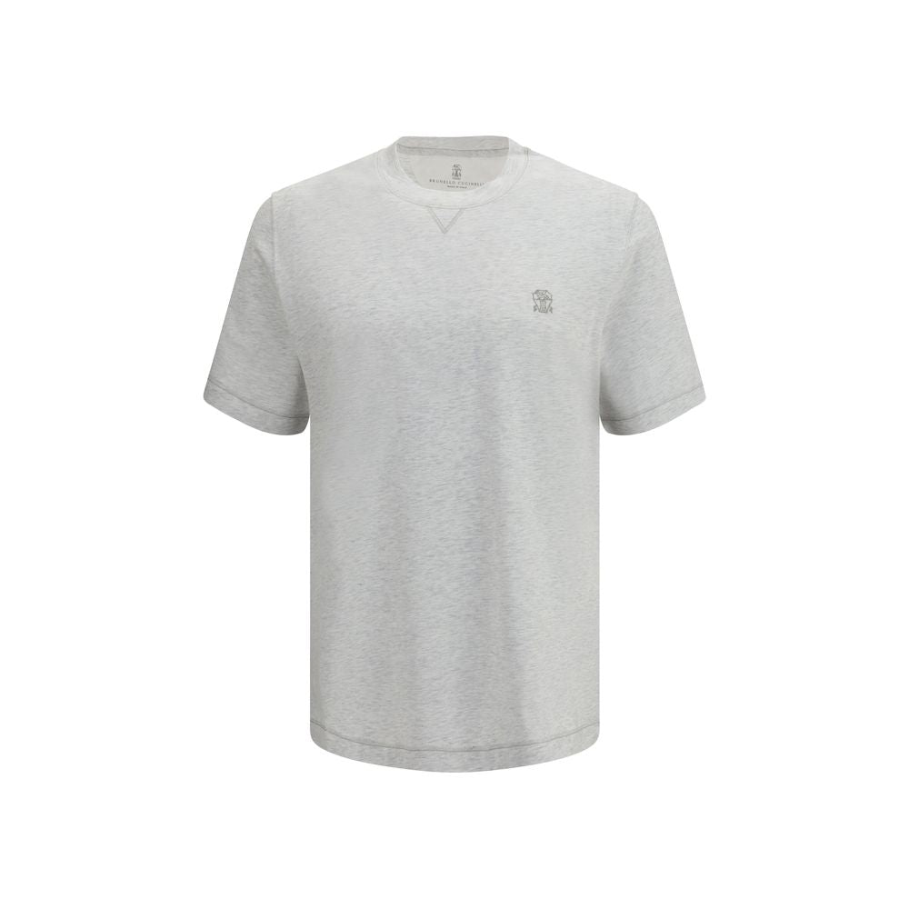 Indulge in the unparalleled elegance of the Brunello Cucinelli Gray Cotton T-Shirt, a luxurious staple crafted from 100% cotton, embodying refined sophistication for every occasion.