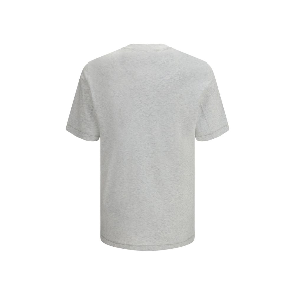 Indulge in the unparalleled elegance of the Brunello Cucinelli Gray Cotton T-Shirt, a luxurious staple crafted from 100% cotton, embodying refined minimalism for discerning tastes.