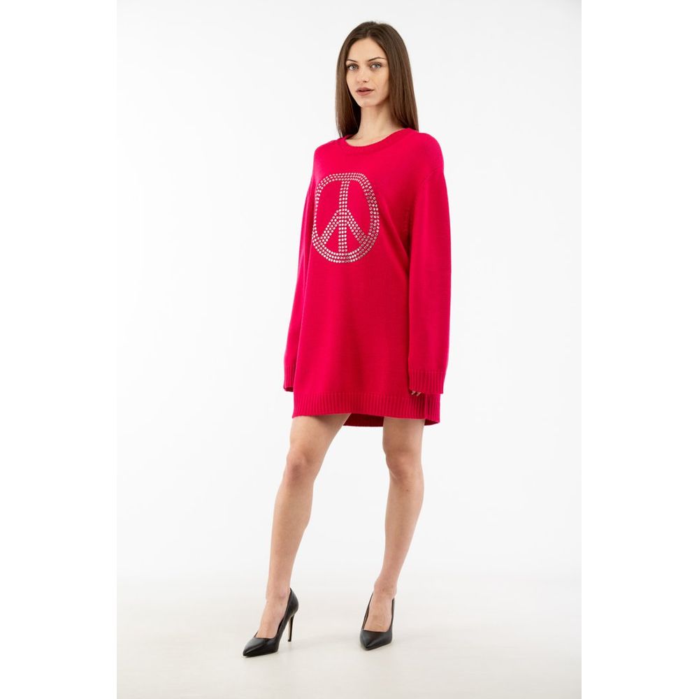 Elevate your wardrobe with the Moschino Fuchsia Wool Casual Dress, a blend of luxurious wool and acrylic, embodying elegance and effortless sophistication for any occasion.