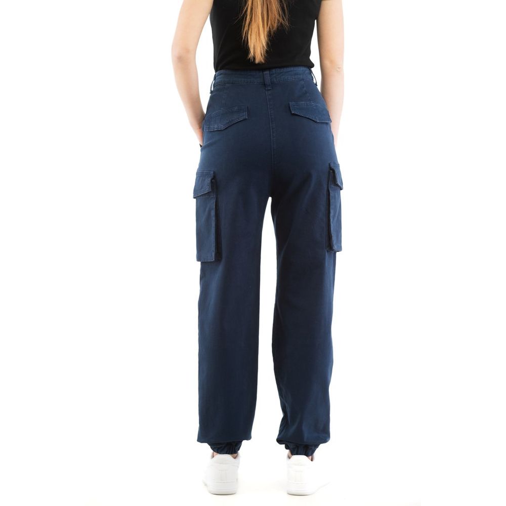 Indulge in the exquisite Moschino Blue Cotton Cargo Pants, crafted from 100% cotton for unparalleled luxury and effortless style, perfect for the modern connoisseur.
