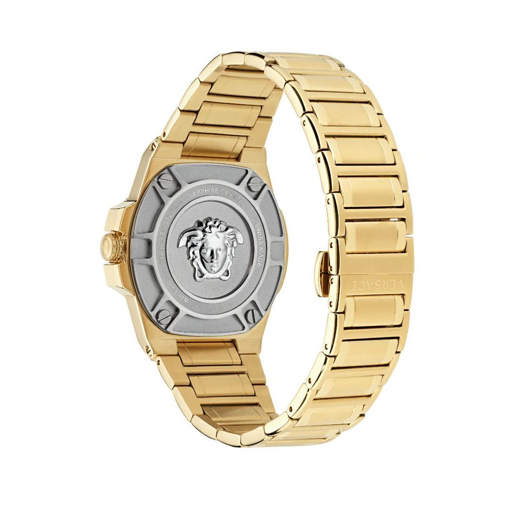 Discover the Versace Gold Stainless Steel Dress Watch, a symbol of opulence and precision, designed for those who embrace elegance and sophistication in every moment.