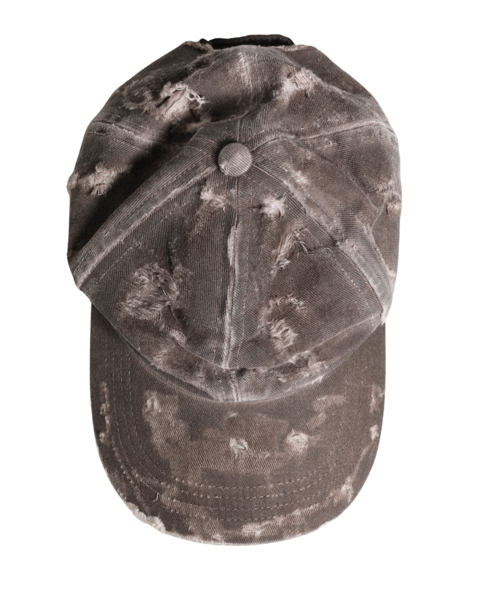 Dolce & Gabbana Brown Cotton Distressed Baseball Cap - Luxury Fashion