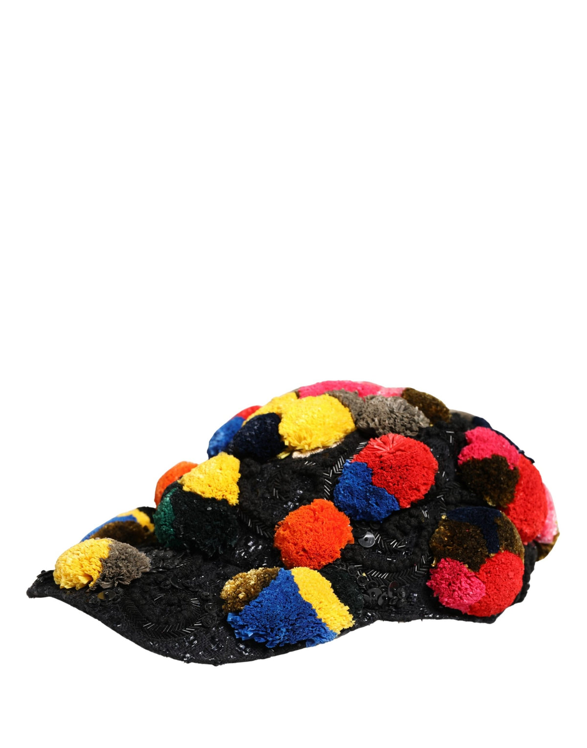 Discover the Dolce & Gabbana Multicolor Pom Poms Sequin Embellishment Hat, a luxurious blend of artistry and elegance, perfect for those who celebrate life with style.