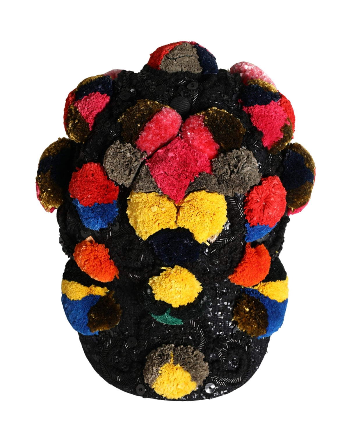 Indulge in the exquisite Dolce & Gabbana Multicolor Pom Poms Sequin Embellishment Hat, a luxurious blend of artistry and elegance, perfect for those who celebrate life’s beauty.
