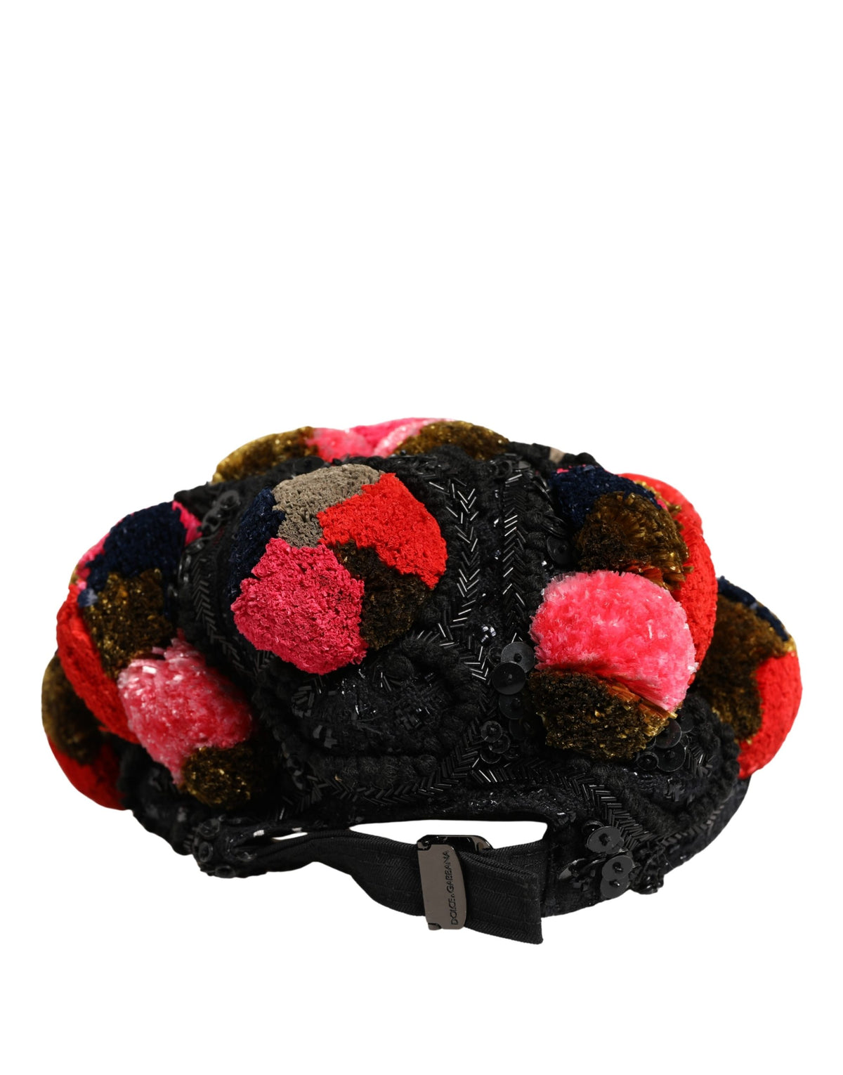 Indulge in the Dolce & Gabbana Multicolor Pom Poms Sequin Embellishment Hat, a luxurious blend of artistry and elegance, perfect for those who embrace life’s exquisite moments.