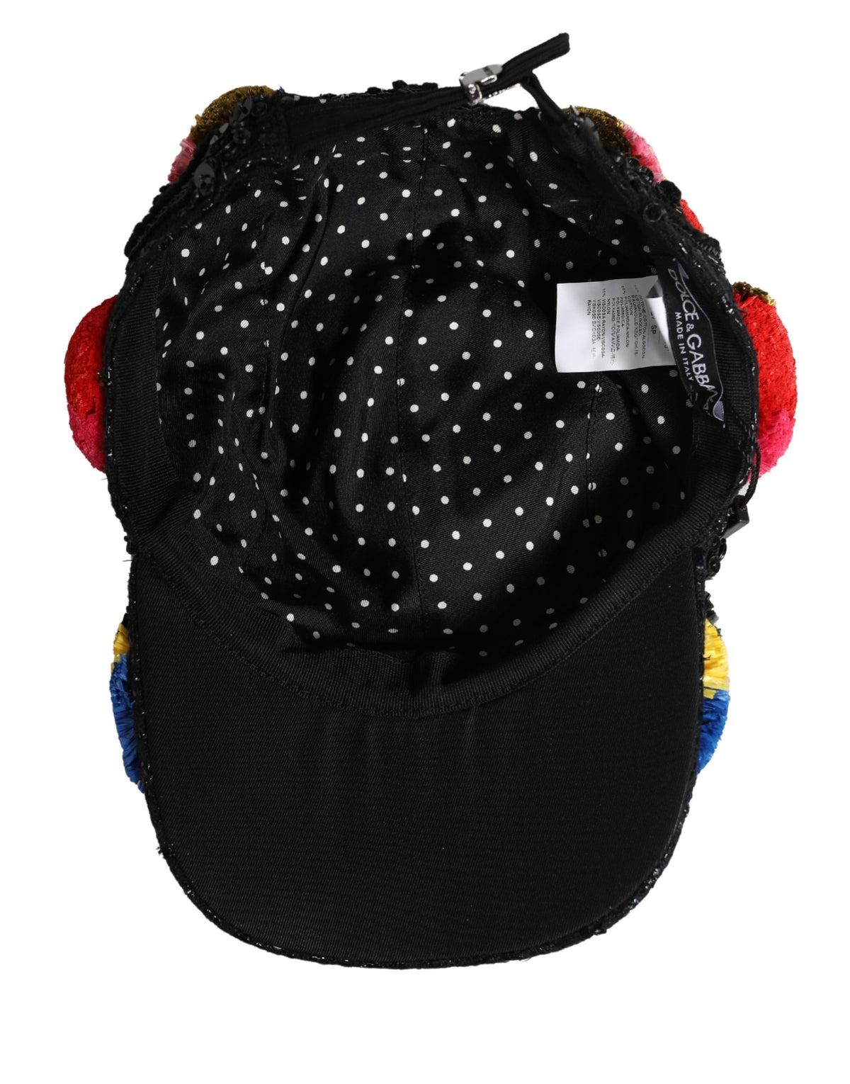 Indulge in the exquisite Dolce & Gabbana Multicolor Pom Poms Sequin Embellishment Hat, a luxurious statement of artistry and elegance, perfect for the discerning individual.