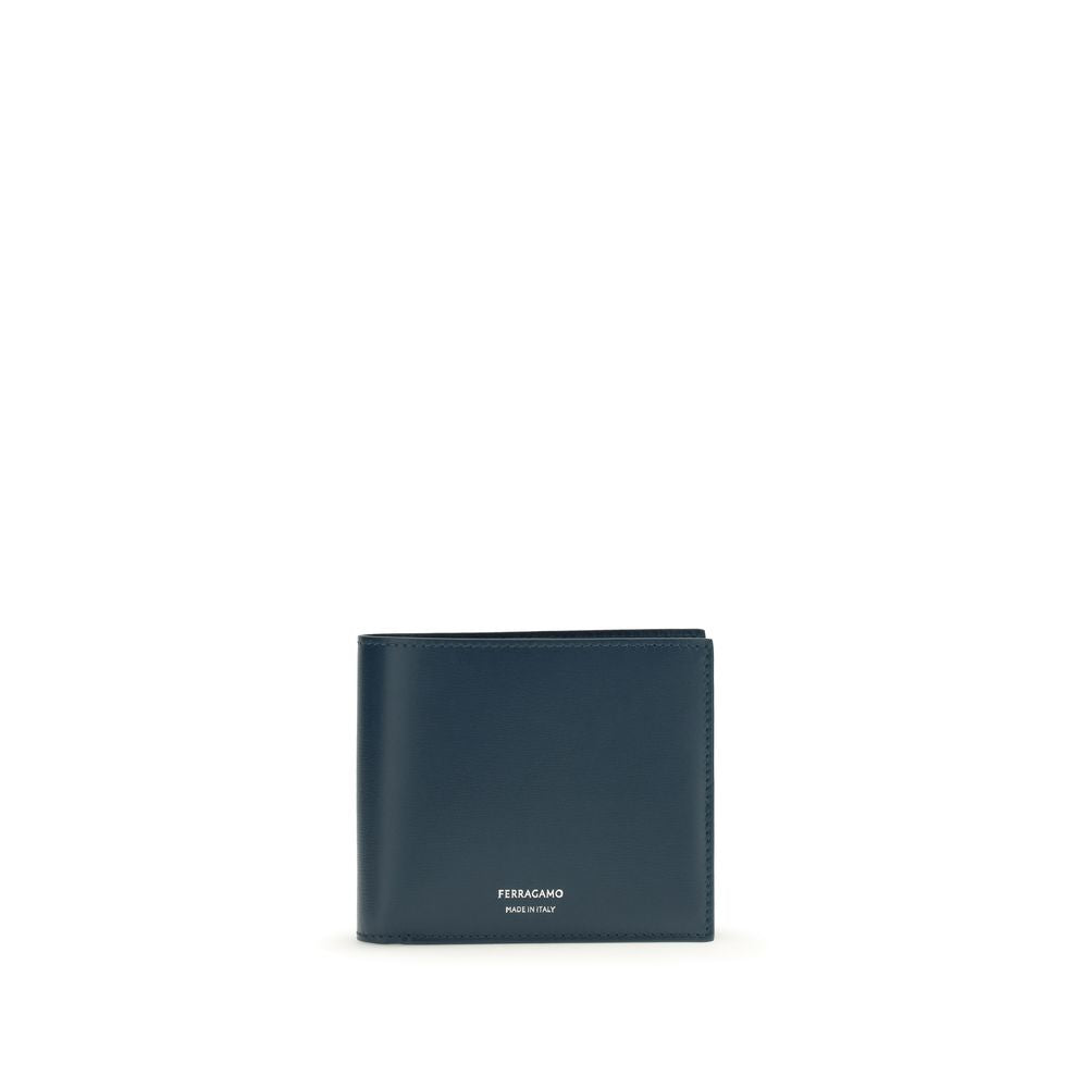 Ferragamo Blue Calf Leather Bos Taurus Wallet - Timeless Luxury