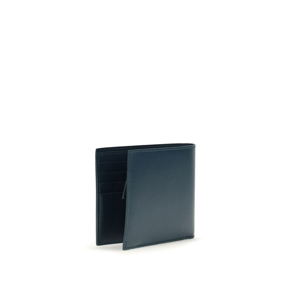 Ferragamo Blue Calf Leather Bos Taurus Wallet - Timeless Luxury