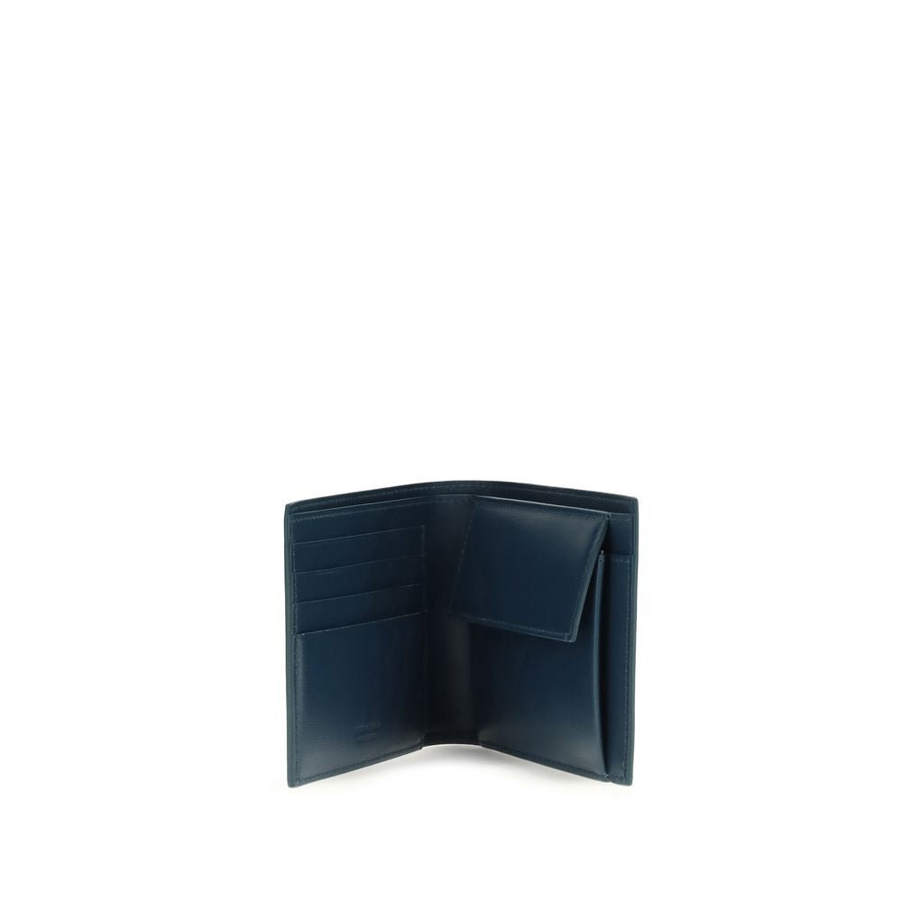 Ferragamo Blue Calf Leather Bos Taurus Wallet - Timeless Luxury