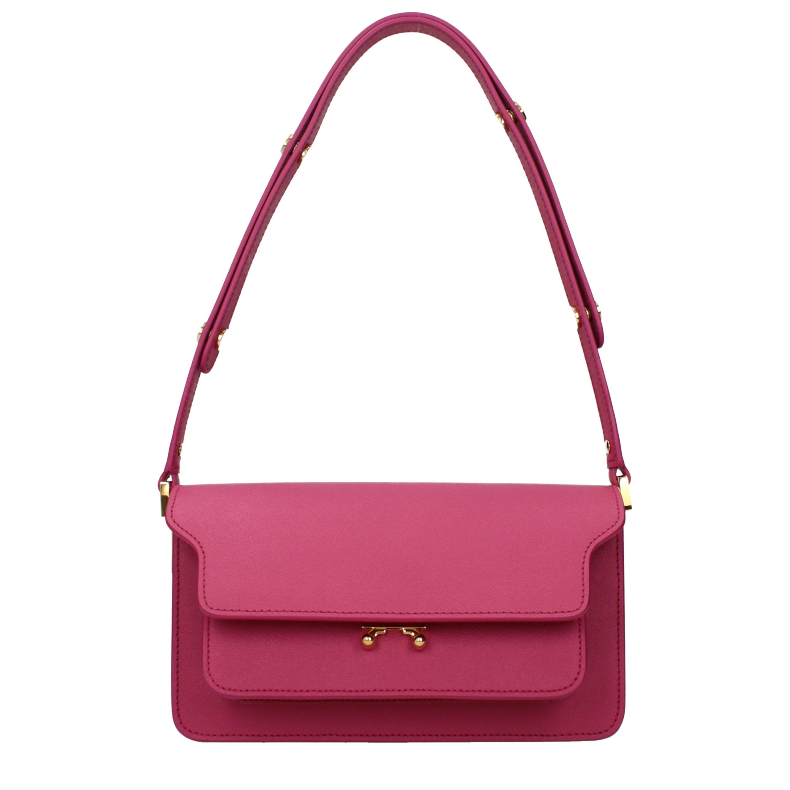 Discover the Marni Pink Leather Shoulder Bag, a masterpiece of fuchsia leather, blending exquisite craftsmanship with timeless elegance for the discerning individual.