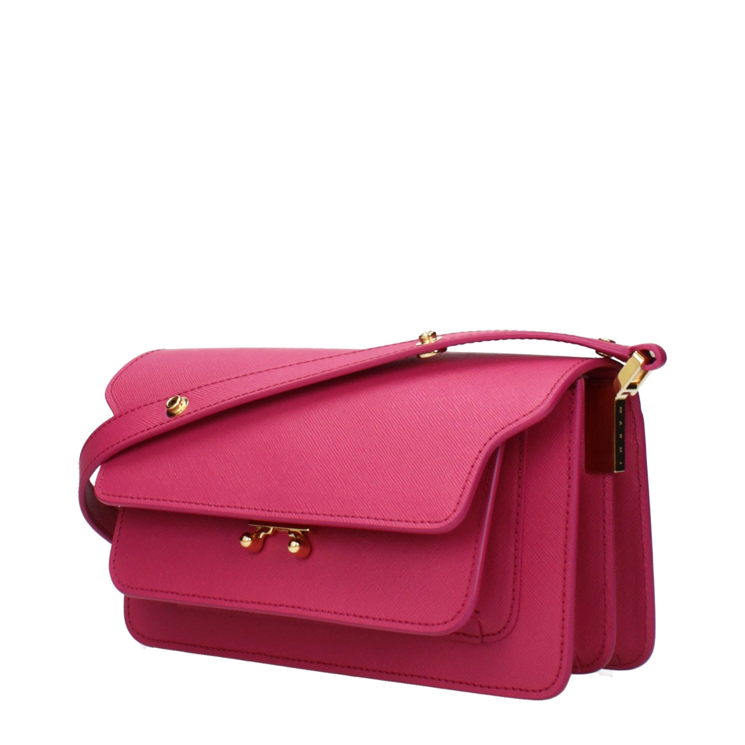Indulge in the Marni Pink Leather Shoulder Bag, a luxurious fusion of exquisite craftsmanship and vibrant elegance, perfect for the discerning individual who appreciates haute couture.