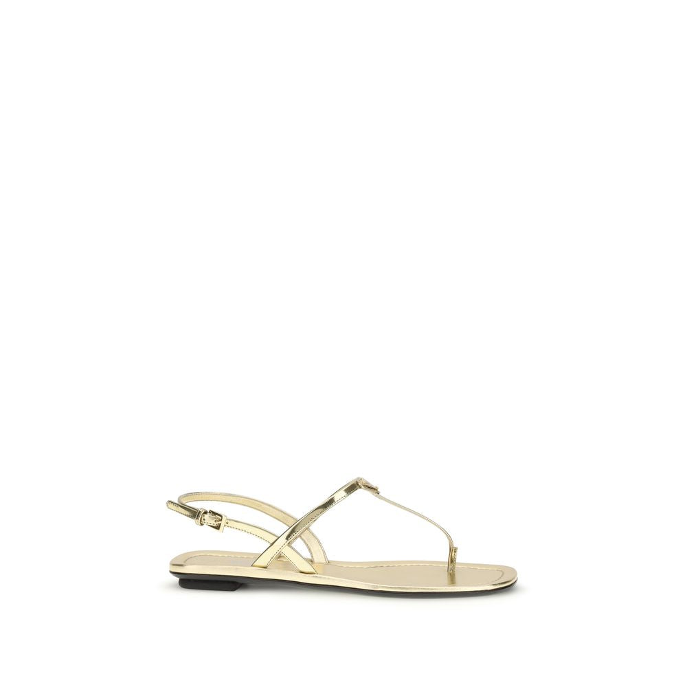 Prada Silver Calf Leather Flat Sandals - Elevate Your Elegance