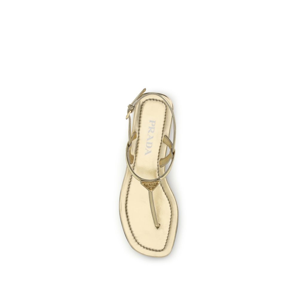 Prada Silver Calf Leather Bos Taurus Flat Sandals - Luxury Footwear