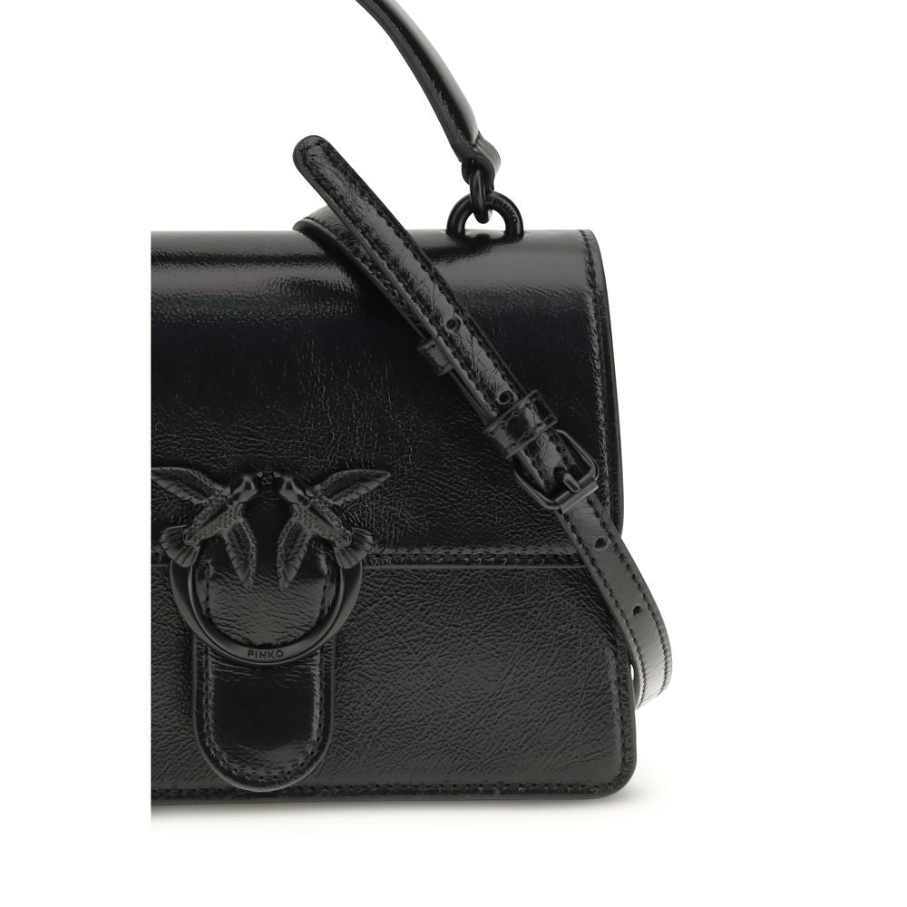 PINKO Black Calf Leather Bos Taurus Shoulder Bag - Timeless Luxury