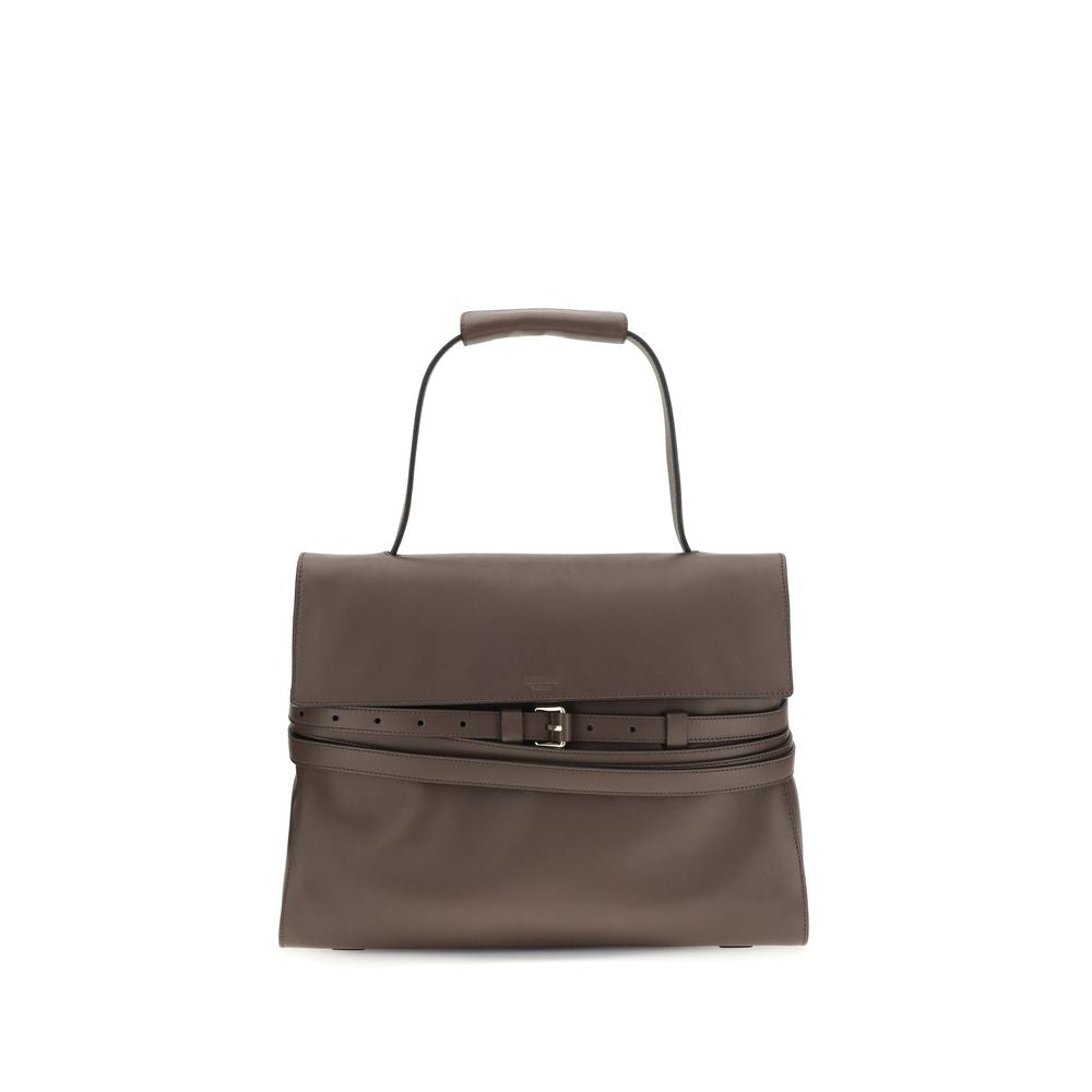 Experience the opulence of the Moschino Brown Calf Leather Bos Taurus Handbag, a timeless accessory crafted from premium materials, perfect for the discerning connoisseur.
