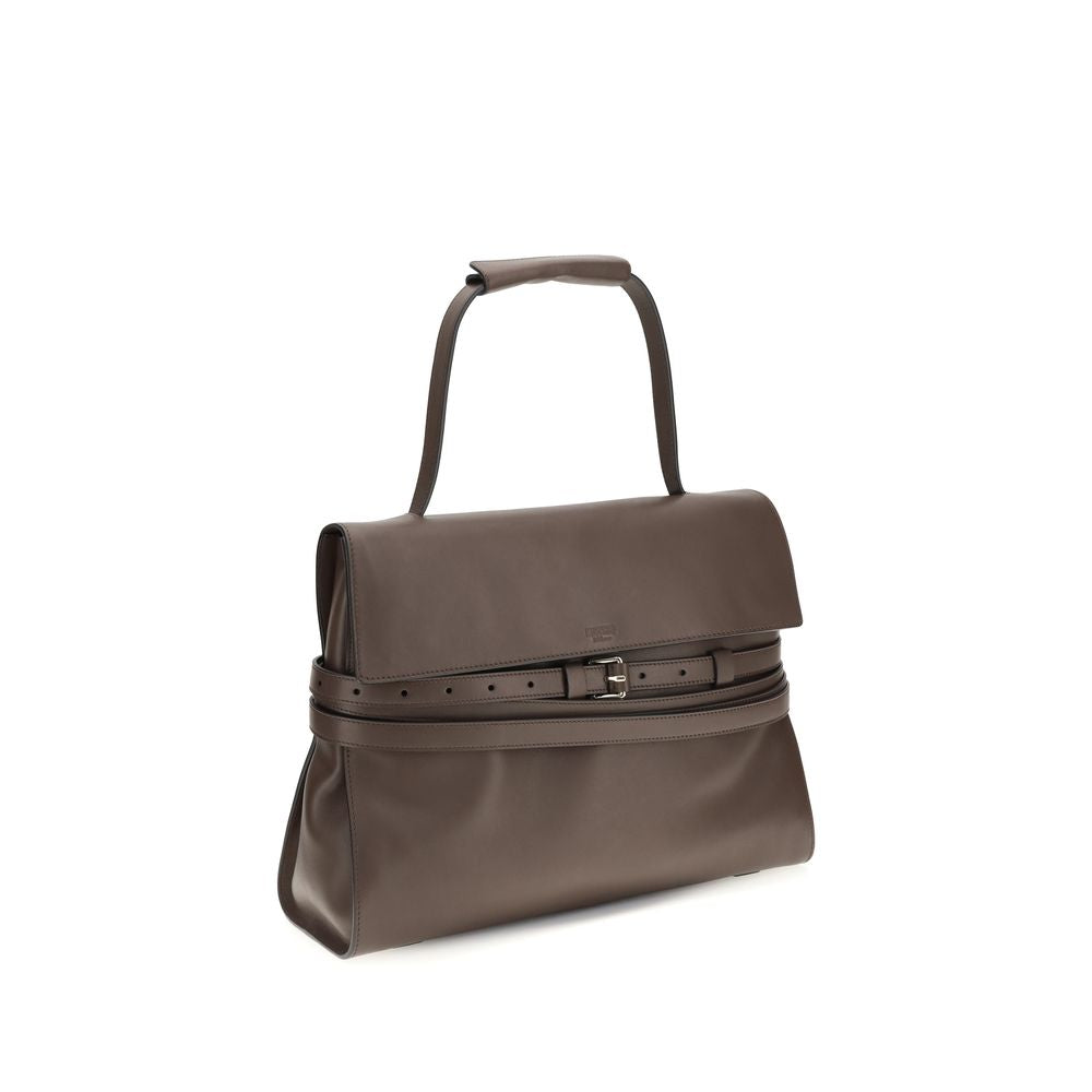 Elevate your style with the Moschino Brown Calf Leather Bos Taurus Handbag, a masterpiece of exquisite craftsmanship and timeless elegance, perfect for discerning tastes.