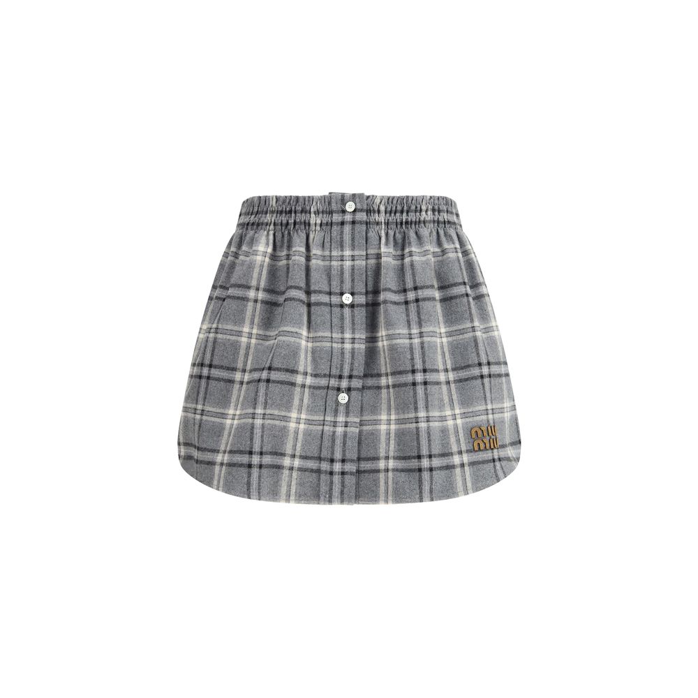 Miu Miu Gray Cotton Mini Skirt - Luxe Elegance for Every Occasion