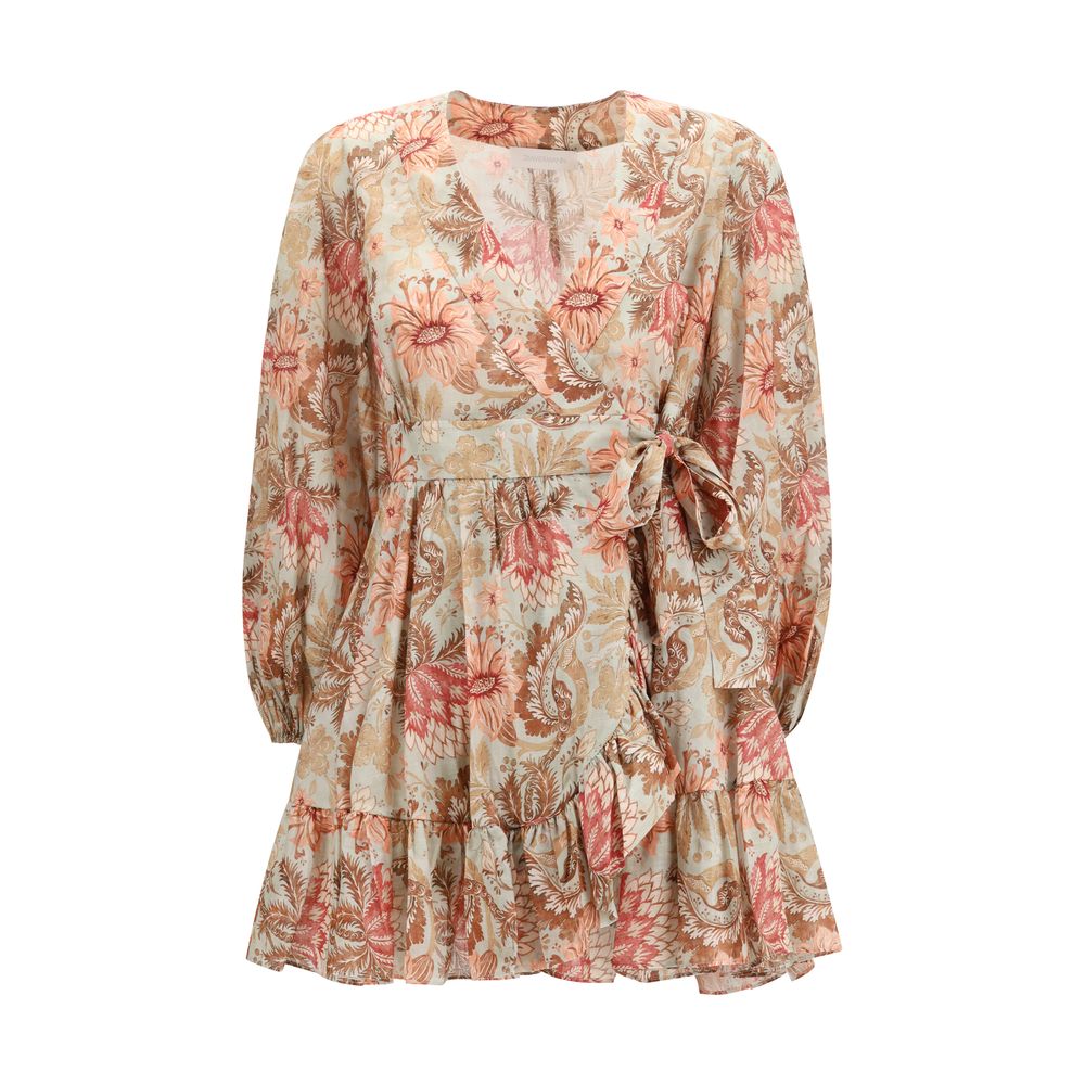 Elevate your wardrobe with the Zimmermann Multicolor Cotton Casual Dress, a luxurious wrap silhouette crafted from lightweight floral cotton voile, perfect for any elegant occasion.