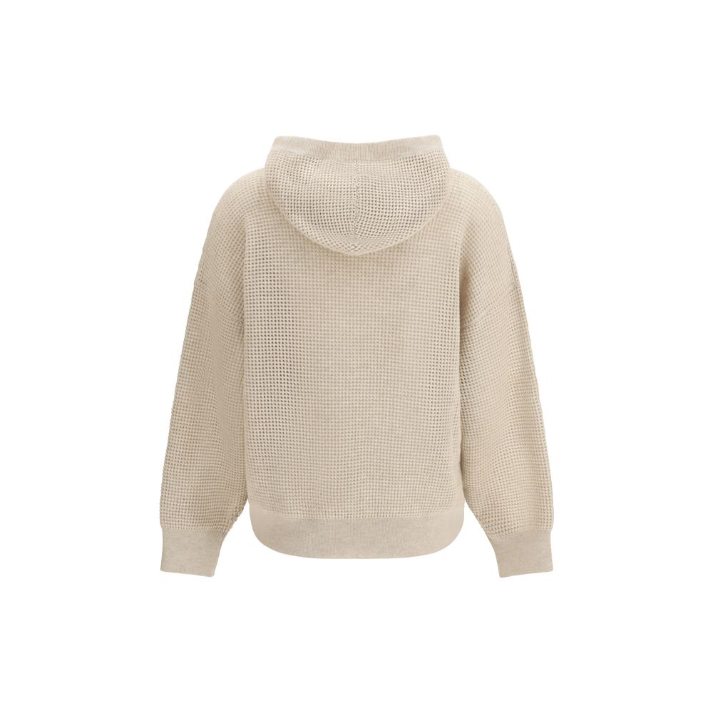 Experience the exquisite allure of the Brunello Cucinelli Beige Cashmere Sweatshirt, crafted from 100% Kashmir, embodying luxury and effortless elegance for every occasion.