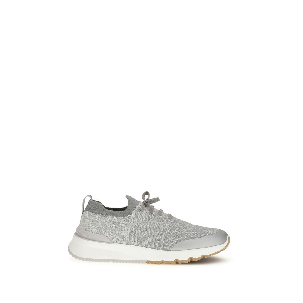 Step into unparalleled elegance with Brunello Cucinelli Gray Cotton Athletic Sneakers, where luxurious craftsmanship meets contemporary design for a refined lifestyle.