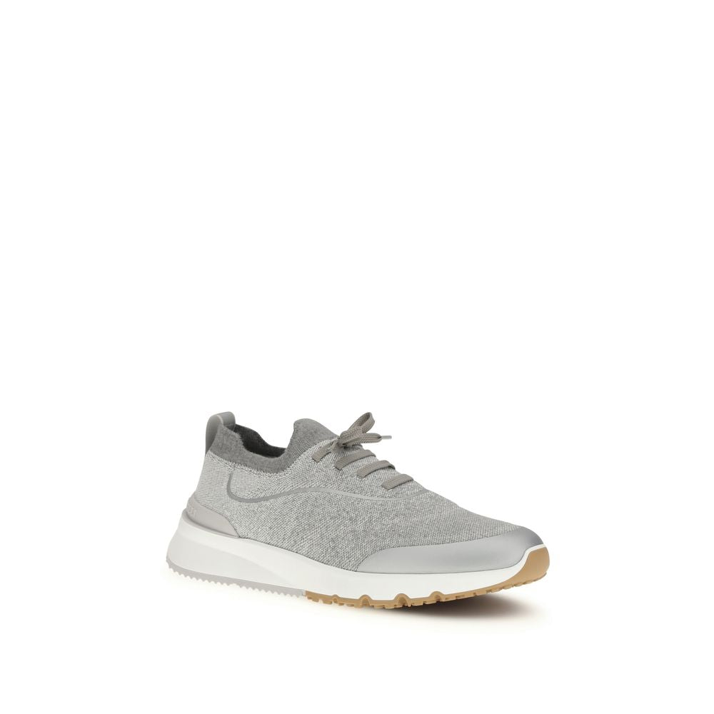 Elevate your style with Brunello Cucinelli Gray Cotton Athletic Sneakers from the SS26 Luxury Sneakers Collection, crafted in exquisite techno cotton for unparalleled comfort and sophistication.