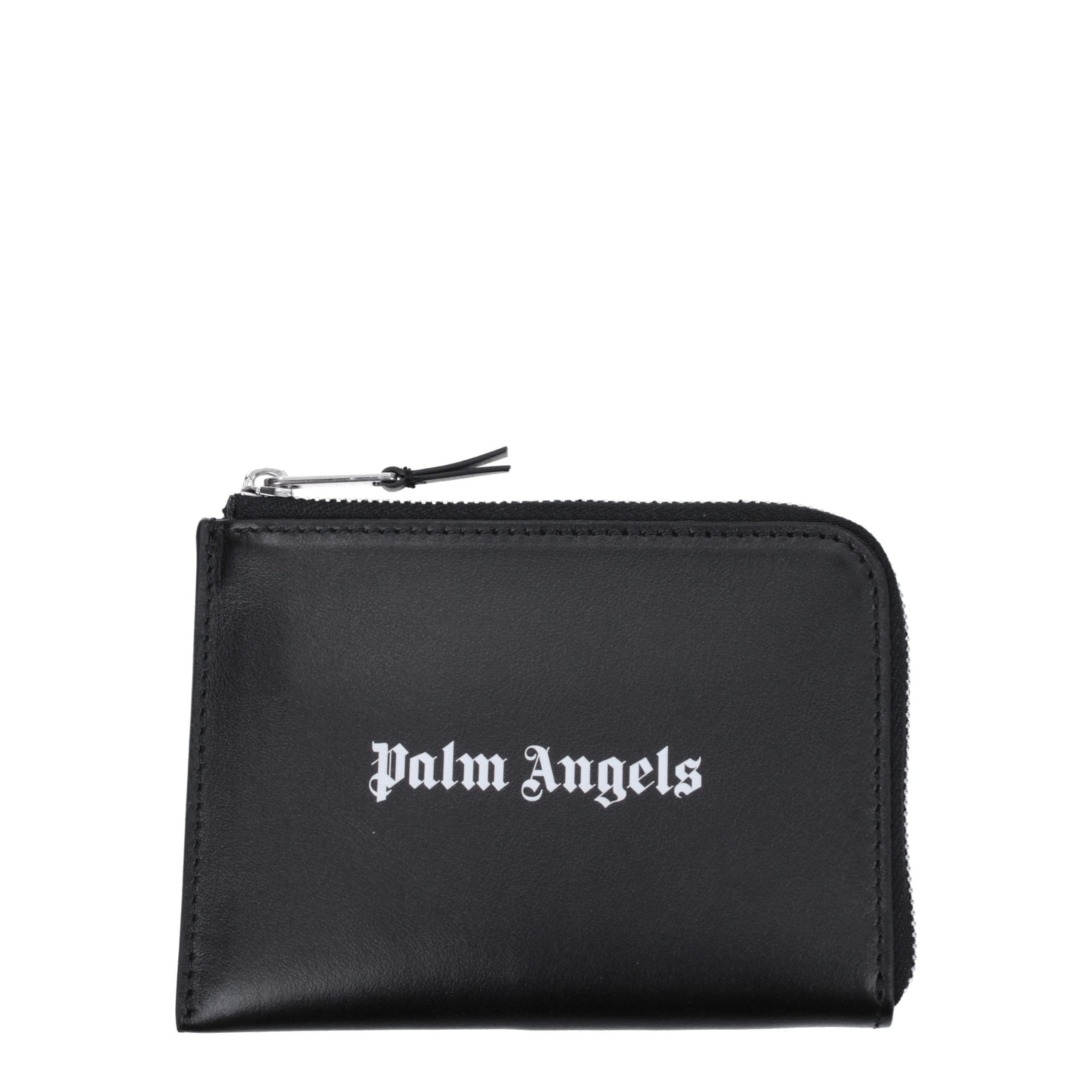 Palm Angels Black Leather Cardholder - Artisanal Luxury Accessory