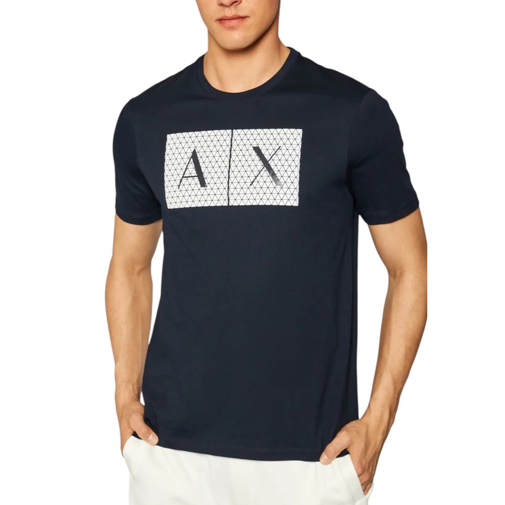 Elevate your wardrobe with the Armani Exchange Blue Cotton T-Shirt, a luxurious essential crafted from 100% cotton, perfect for effortless sophistication and style.