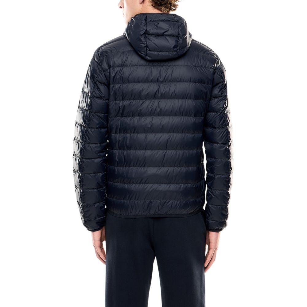 Elevate your winter wardrobe with the EA7 Emporio Armani Blue Polyamide Shell Jacket, a masterpiece of modern elegance and luxurious comfort, perfect for discerning individuals.