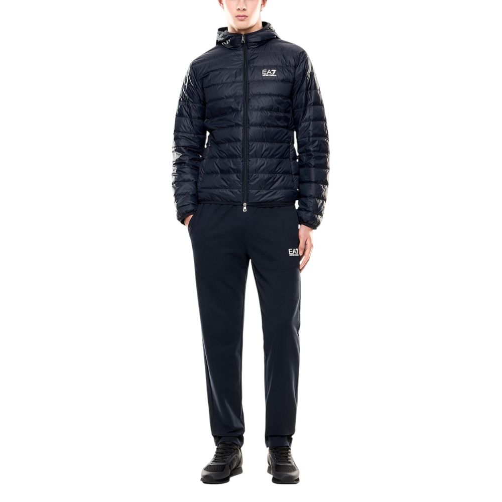 Elevate your winter wardrobe with the EA7 Emporio Armani Blue Polyamide Shell Jacket, a masterpiece of modern elegance and luxurious comfort, perfect for discerning individuals.