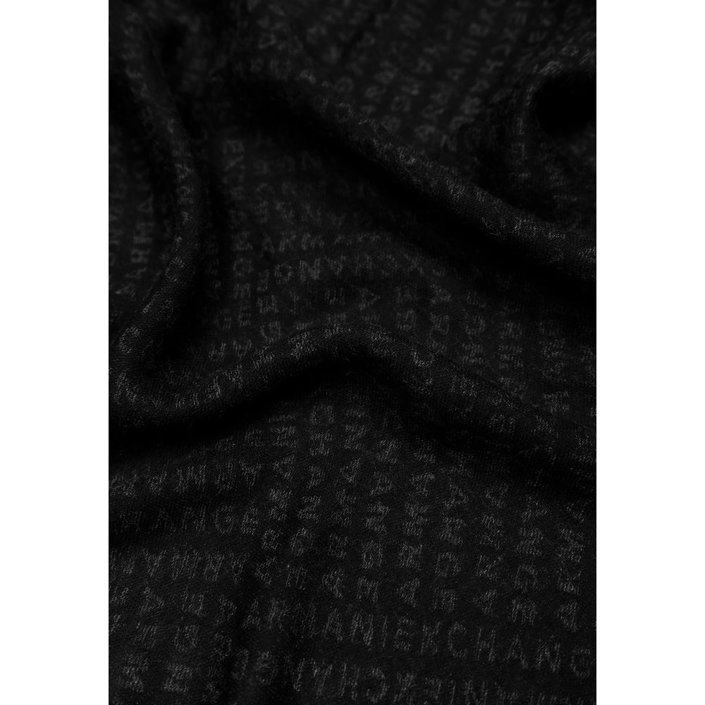 Armani Exchange Black Viscose Scarf - Timeless Luxury Accessory
