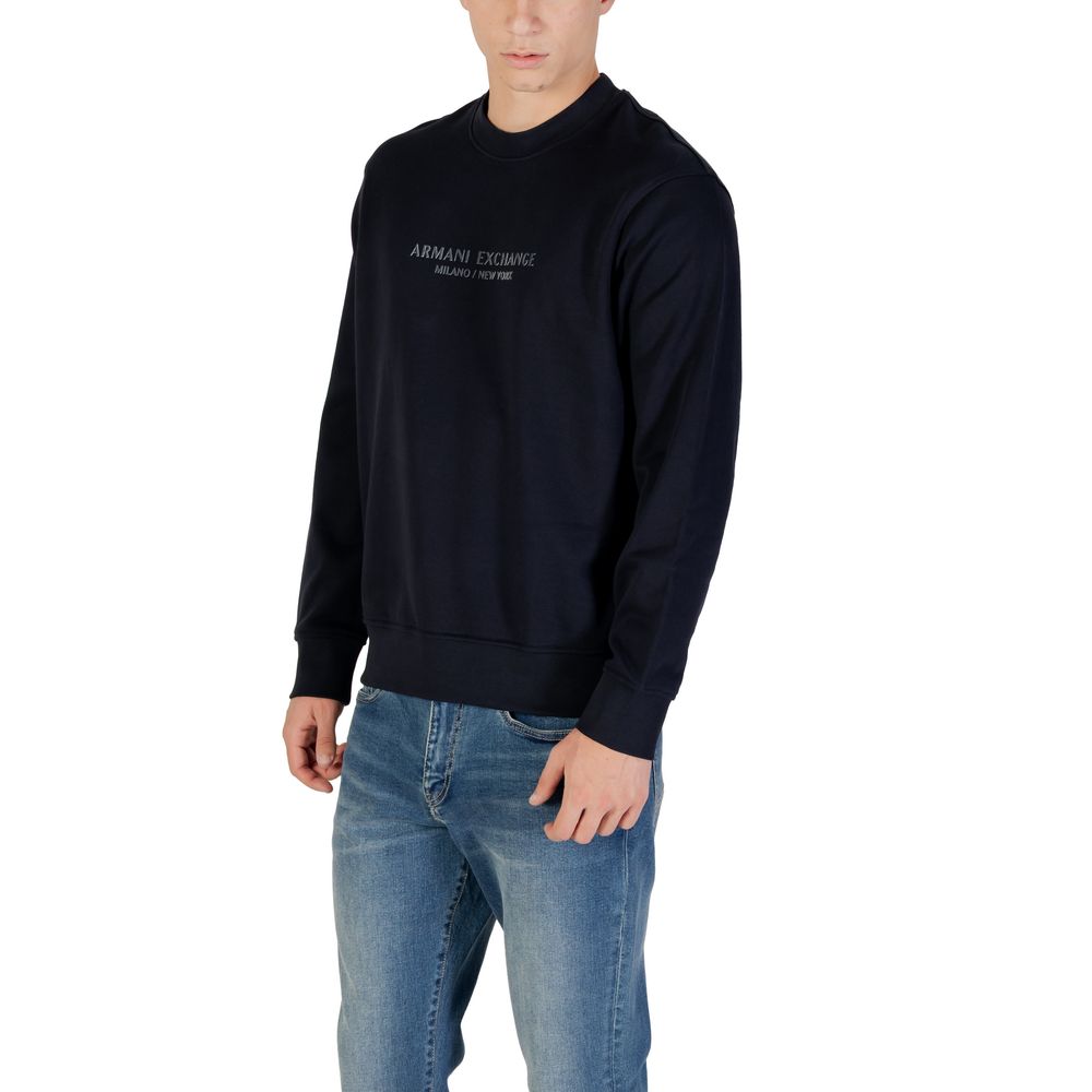 Experience the allure of the Armani Exchange Blue Cotton Sweatshirt, crafted from premium cotton for effortless elegance and timeless sophistication in every moment.