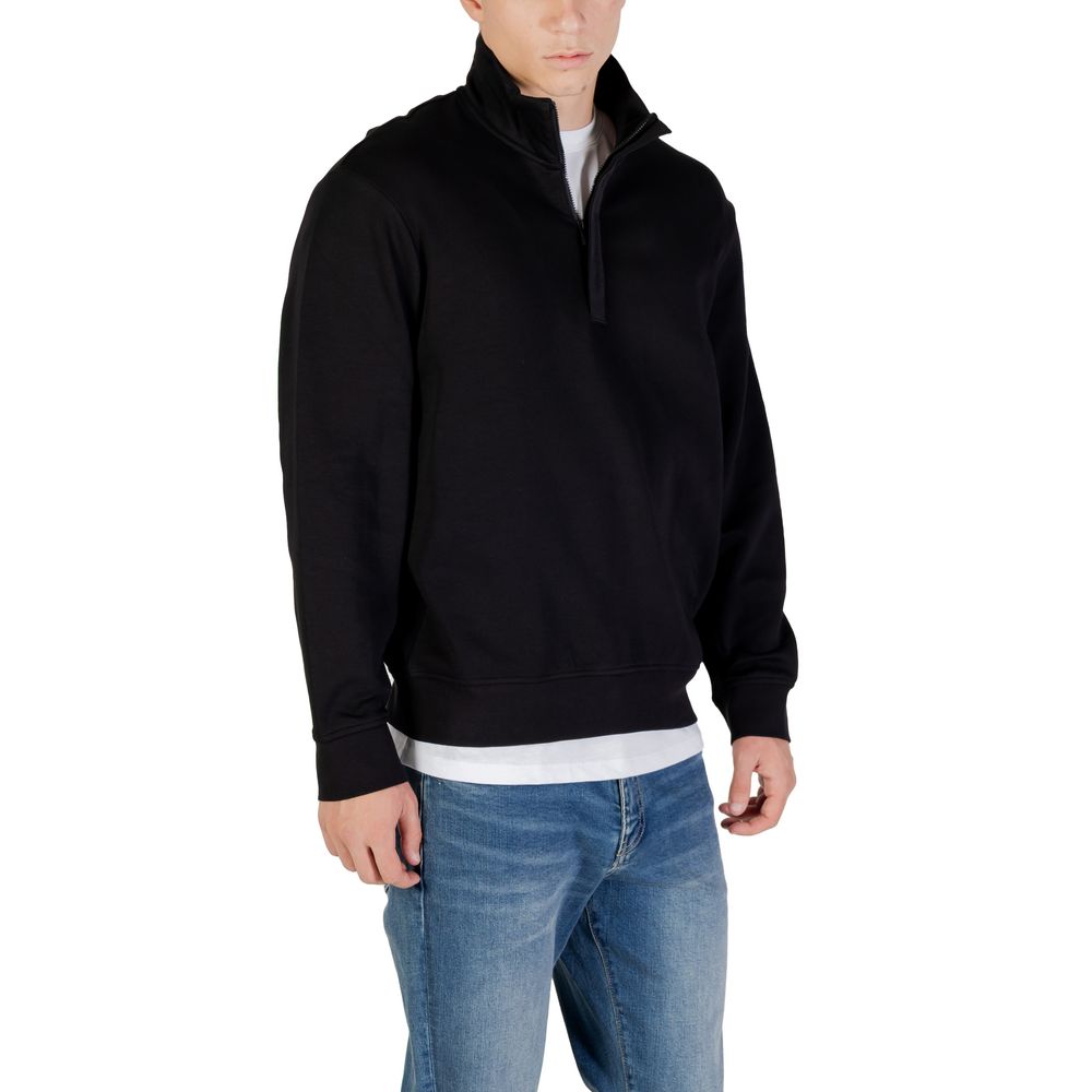 Elevate your wardrobe with the Armani Exchange Black Cotton Sweatshirt, a luxurious blend of cotton and elastane, perfect for refined leisure and sophisticated outings.