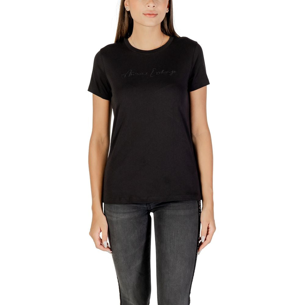 Experience timeless elegance with the Armani Exchange Black Cotton T-Shirt, crafted from luxurious cotton for effortless sophistication in every wardrobe.