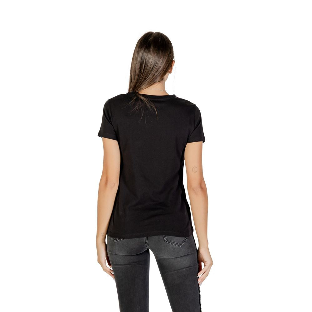 Experience the timeless elegance of the Armani Exchange Black Cotton T-Shirt, crafted from luxurious cotton for effortless sophistication in every moment.
