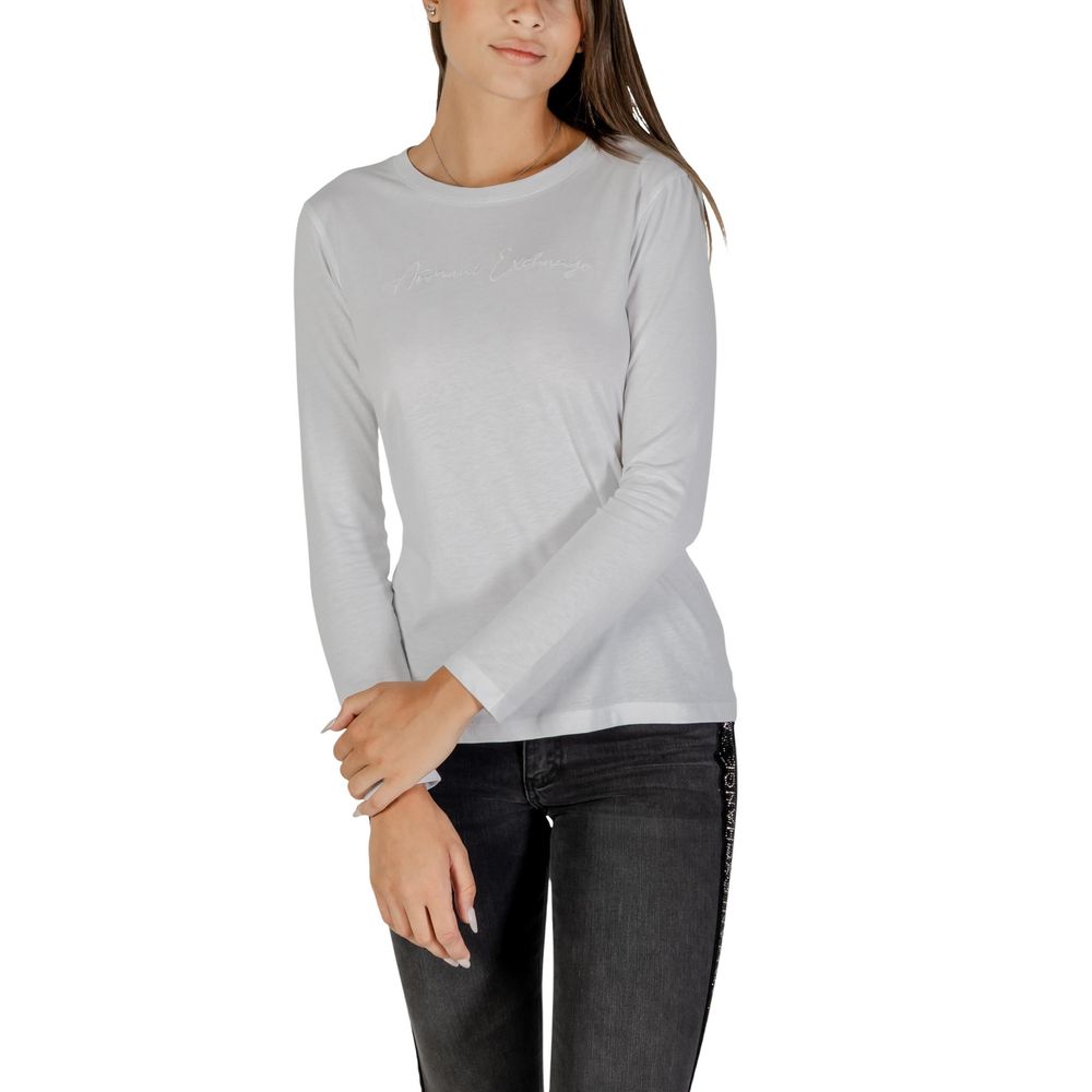 Elevate your style with the Armani Exchange White Cotton Long Sleeve T-Shirt, a luxurious blend of comfort and sophistication, perfect for any occasion.