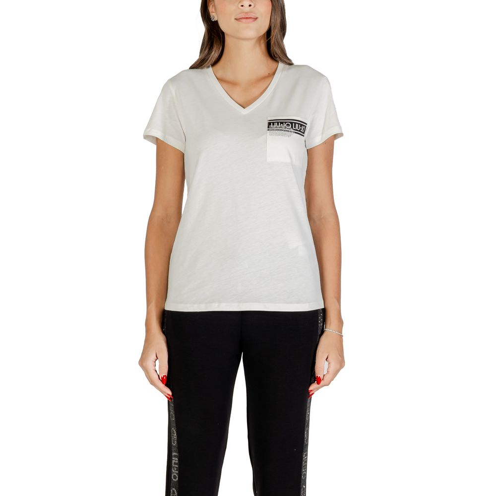 Indulge in the Liu Jo White Cotton T-Shirt from the FW25 collection, where artisanal craftsmanship meets effortless elegance, perfect for every sophisticated occasion.