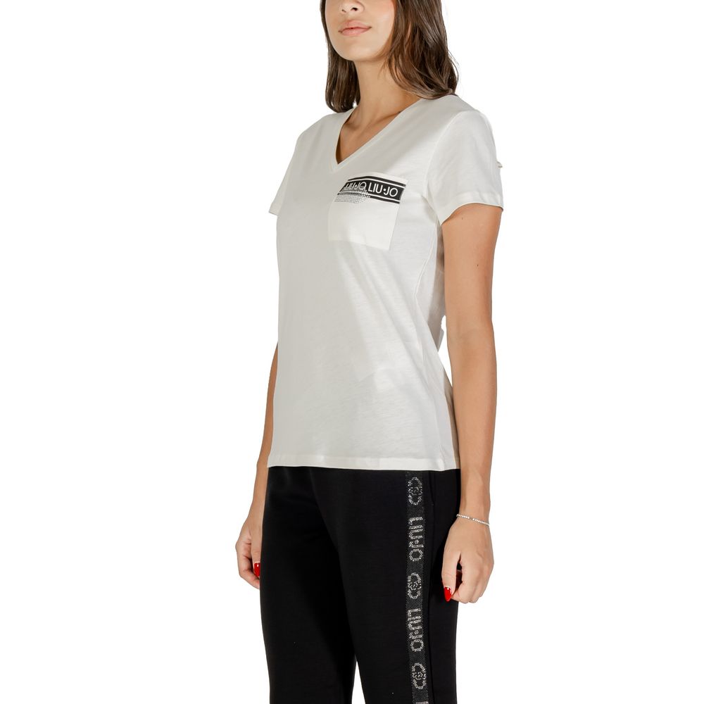 Indulge in the Liu Jo White Cotton T-Shirt from the FW25 collection, where artisanal elegance meets luxurious comfort, perfect for elevating any ensemble.