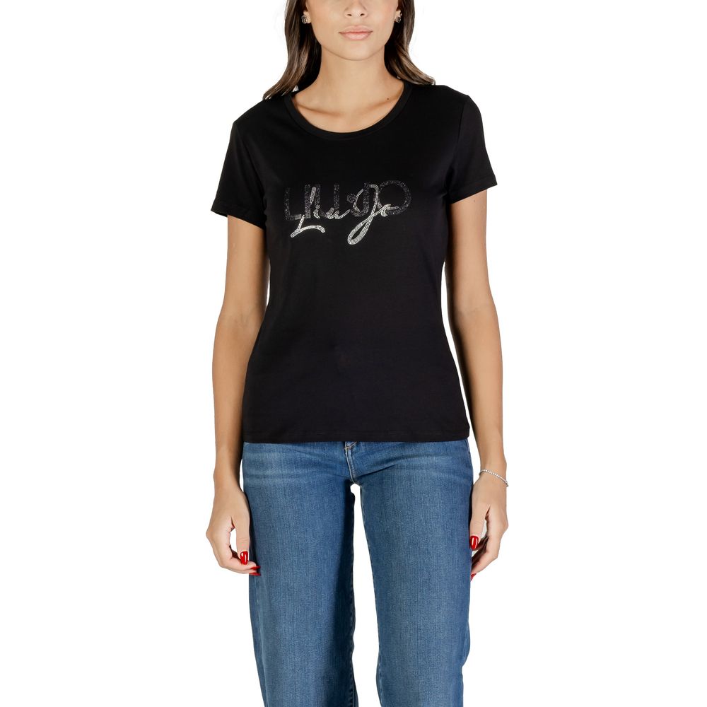 Discover the Liu Jo Black Cotton T-Shirt, a luxurious blend of elegance and comfort, crafted from 100% cotton for the discerning individual seeking timeless sophistication.