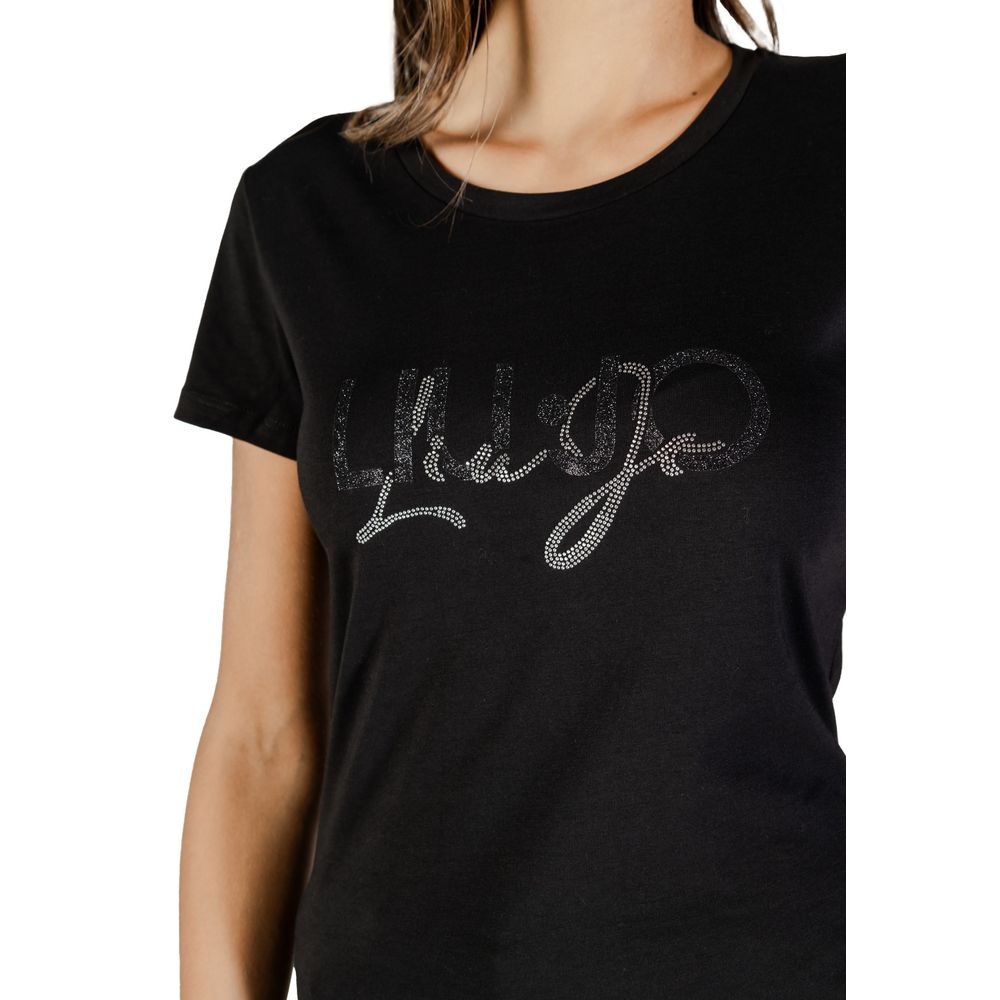 Indulge in the Liu Jo Black Cotton T-Shirt, a luxurious essential crafted from 100% cotton, embodying elegance and sophistication for every occasion.