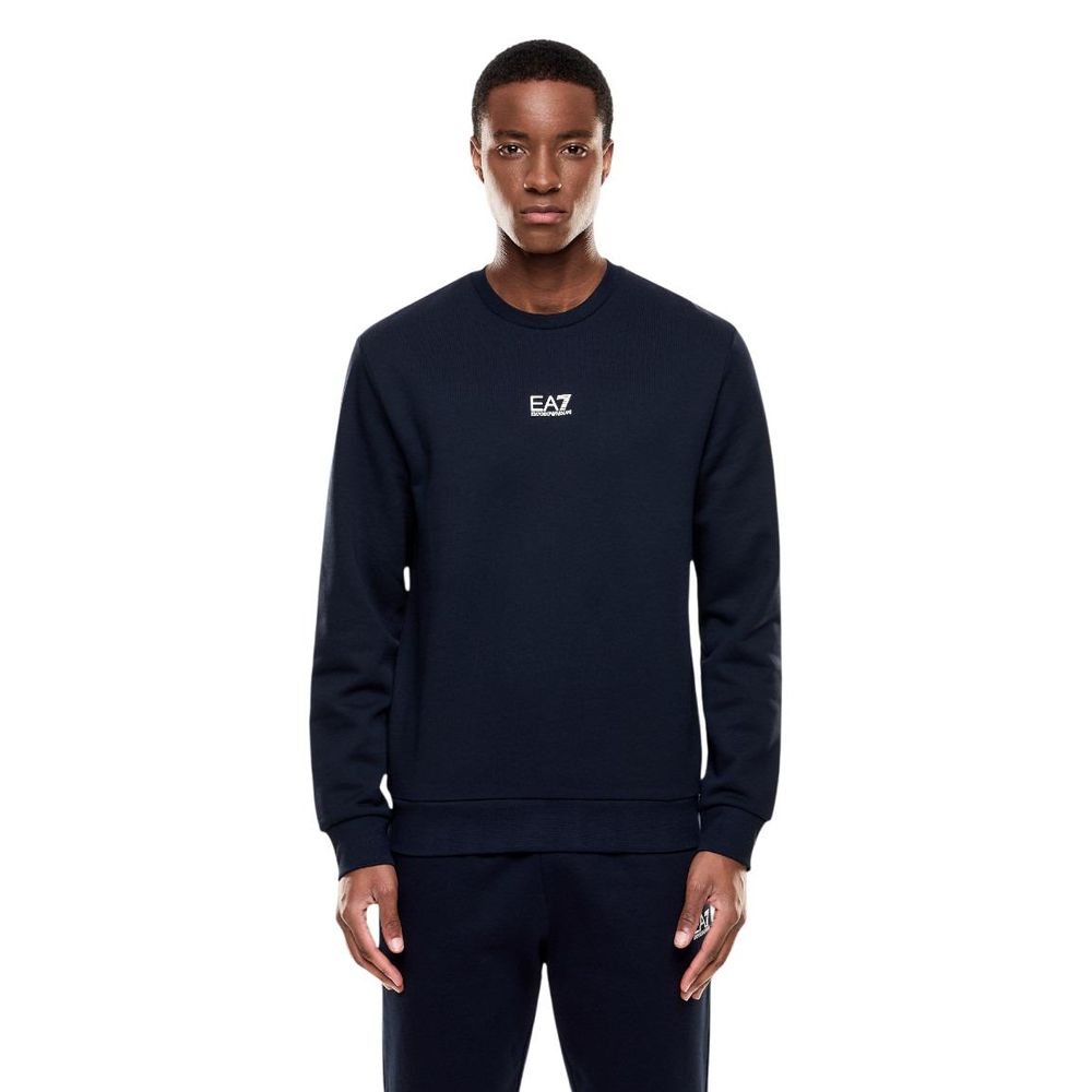 Indulge in the luxurious EA7 Emporio Armani Blue Cotton Sweatshirt, crafted from premium materials for timeless elegance and effortless style, perfect for discerning individuals.